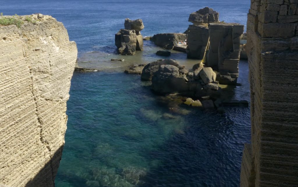 ancient terme ruins in the sea water