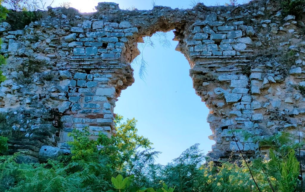 partly collapsed ruin wall