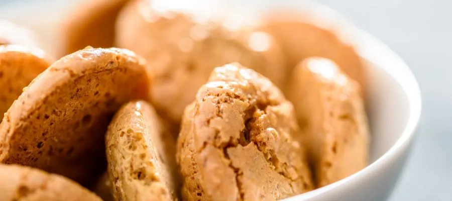 white bowl with amaretti biscuits in it