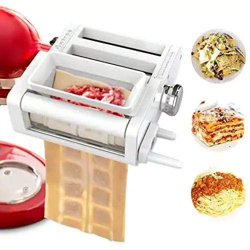 3-IN-1 Attachment for KitchenAid Stand Mixers, Pasta Maker Accessories included Pasta Sheet Roller, Spaghetti Cutter and Ravioli Maker Attachment
